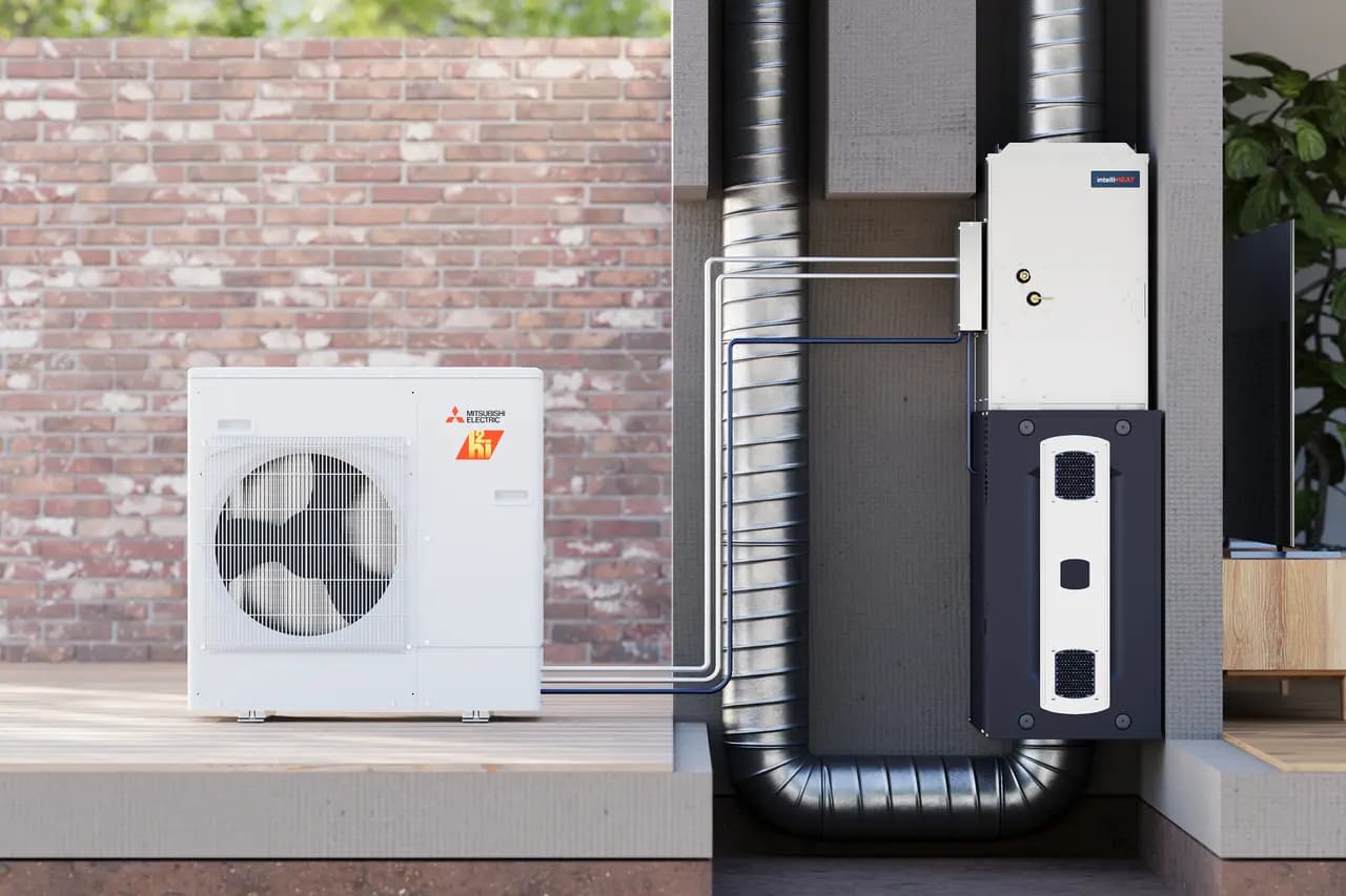 Mitsubishi PUZ blower and inducer cold climate heat pump