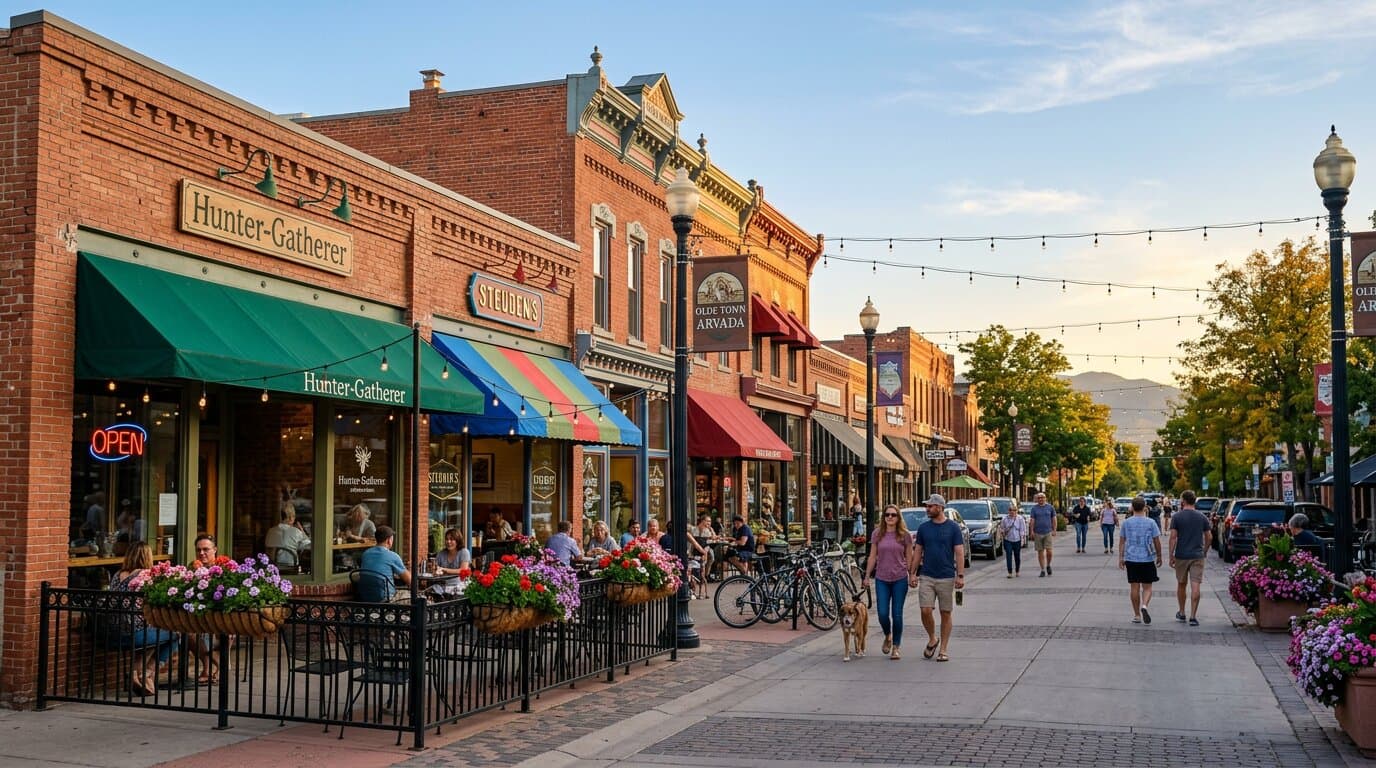 Olde Town Arvada historic district with shops and restaurants