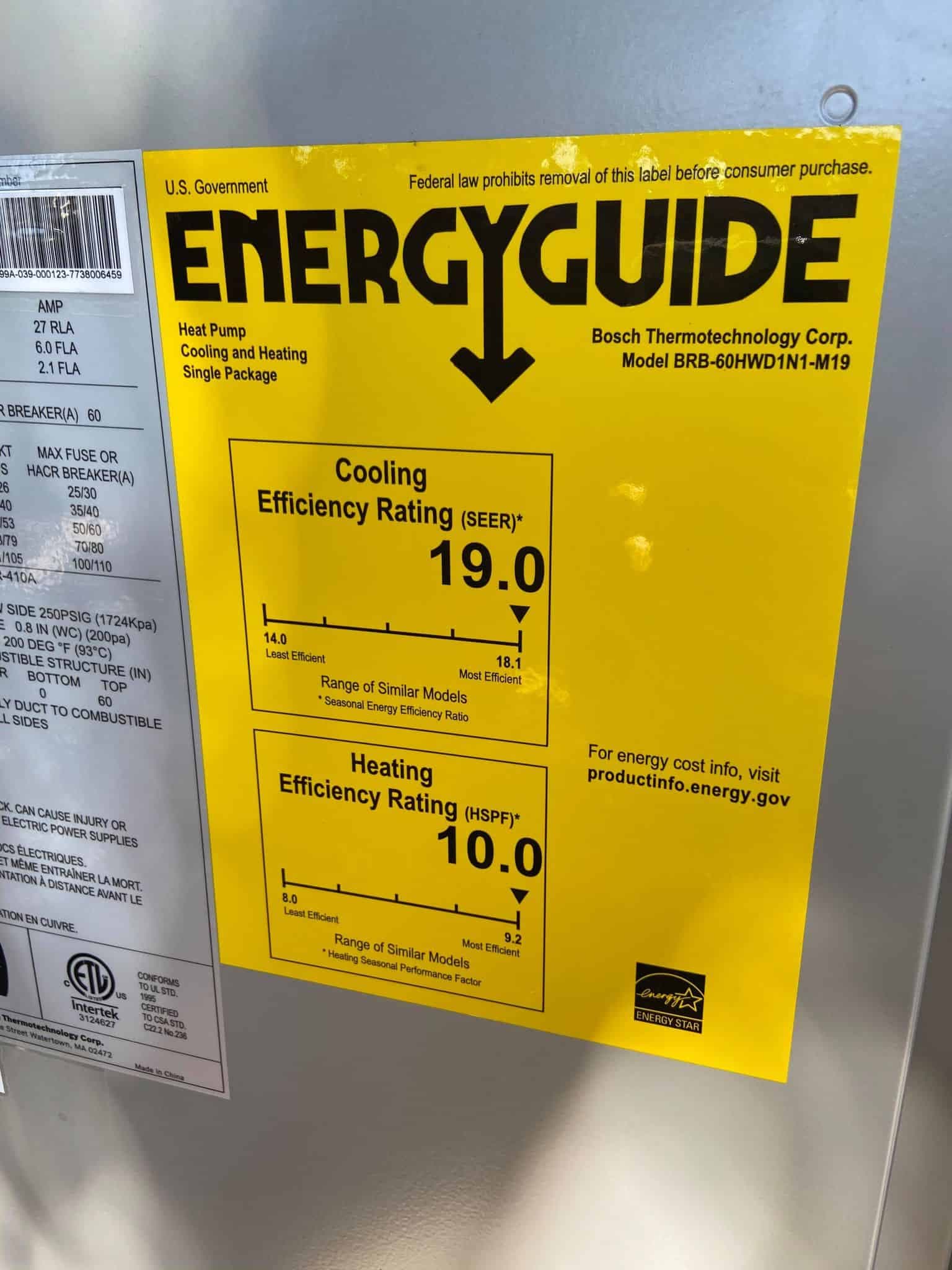 EnergyGuide label example