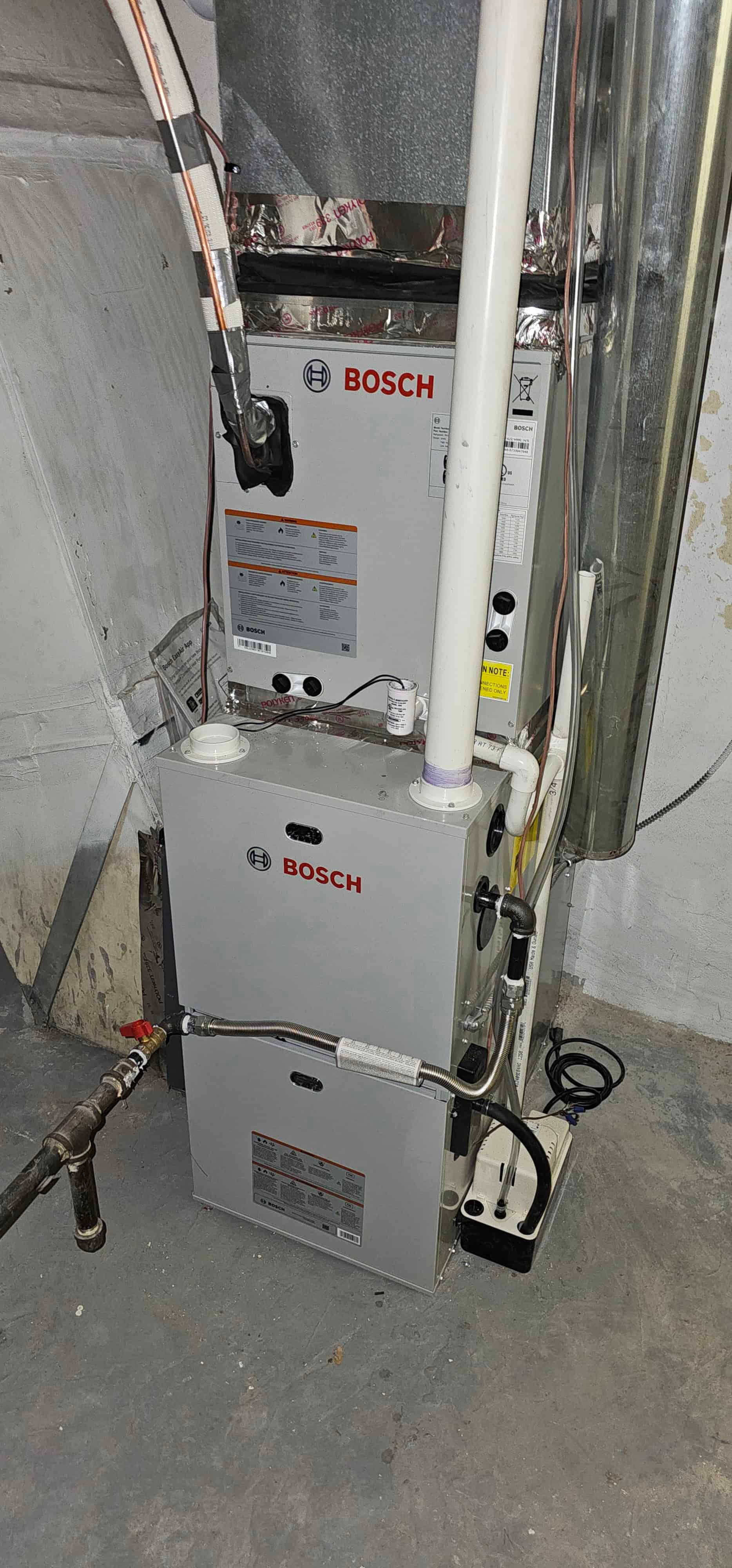 Bosch furnace and air handler installed in a Denver utility room