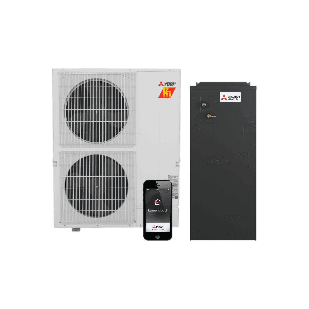 Mitsubishi heat pump indoor and outdoor units