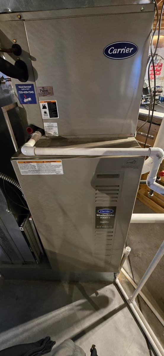 Carrier furnace and coil installed in a Castle Rock basement