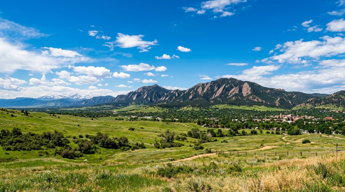 Flatirons mountain vista from Broomfield, CO