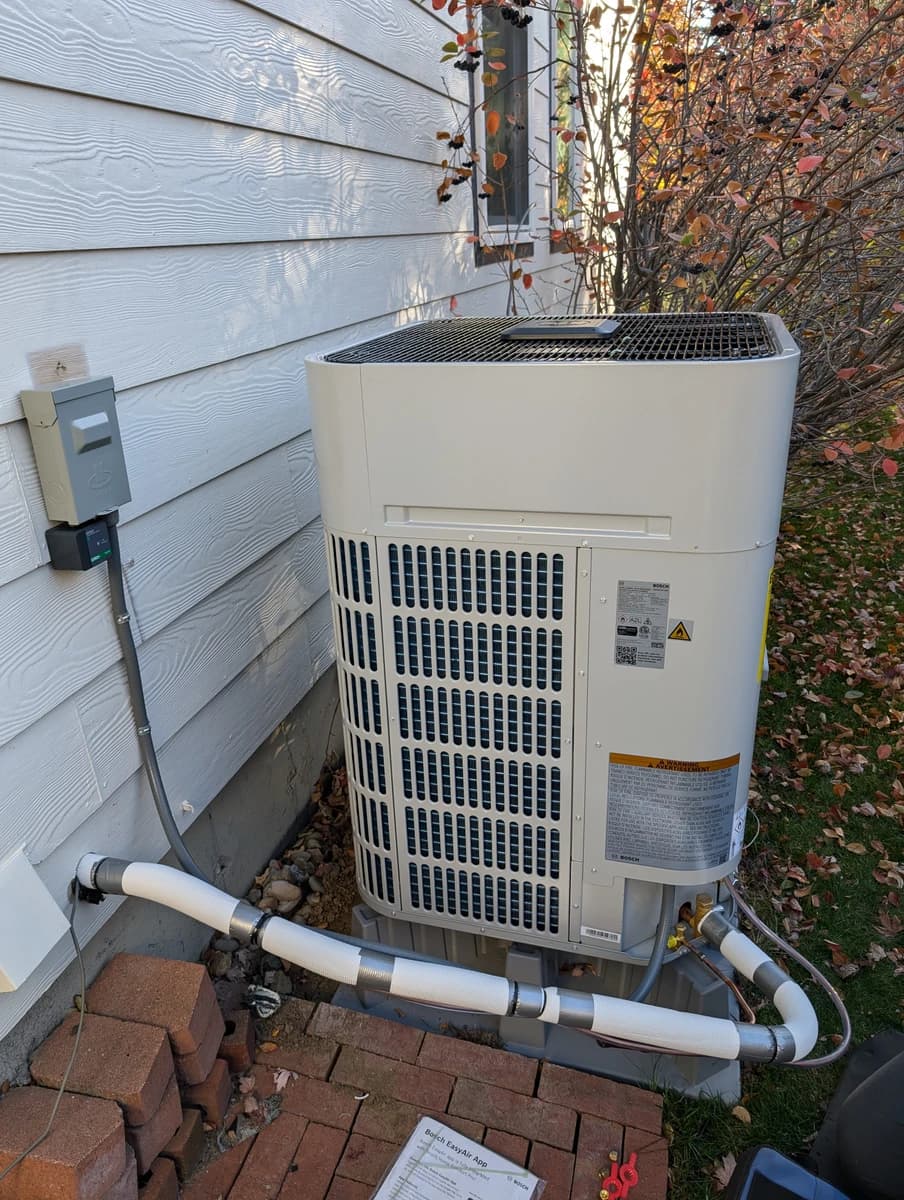 Heat pump outdoor unit installed at a Parker home