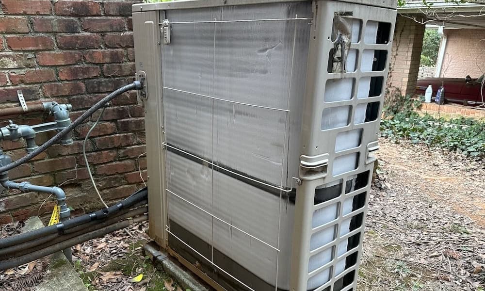 Carrier heat pump outdoor unit during defrost cycle