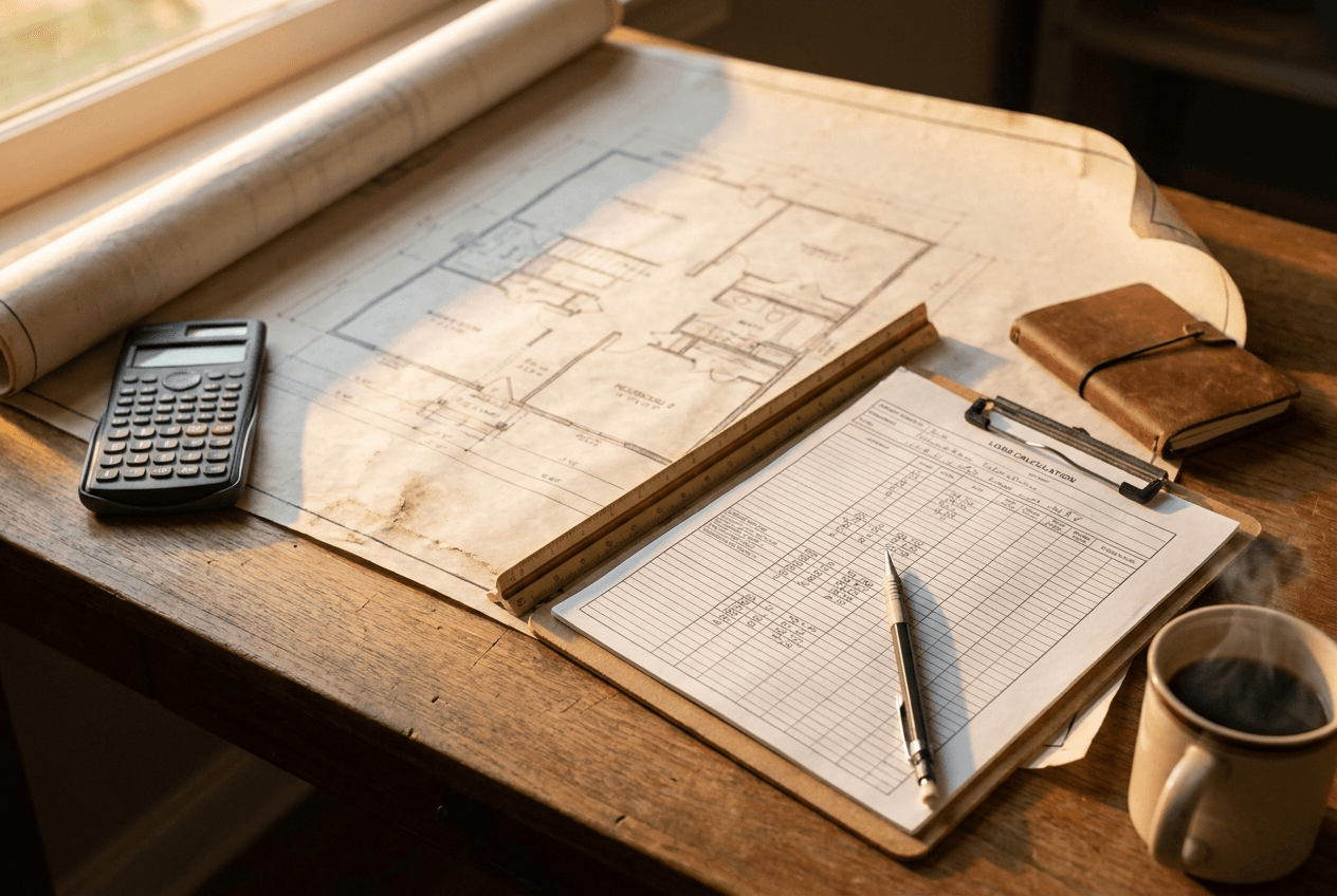 Manual J load calculation worksheet for a Denver home sizing project