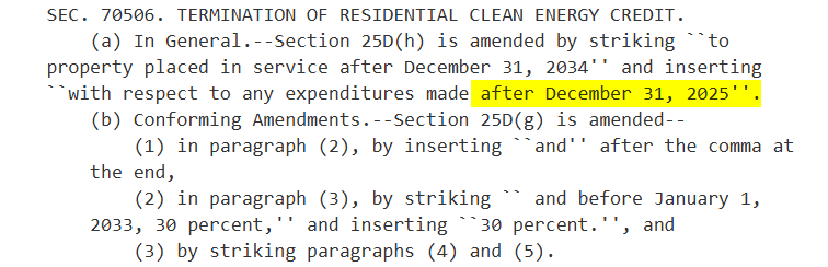 text terminating the various sections of this tax credit