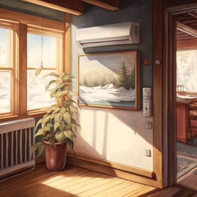 a painting of a minisplit system inside a beautiful Colorado home